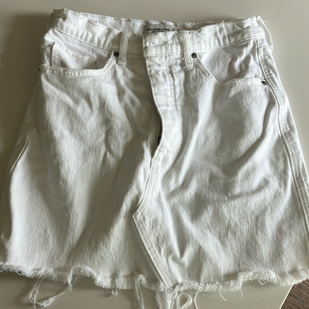 Abercrombie ultra high rise white denim skirt